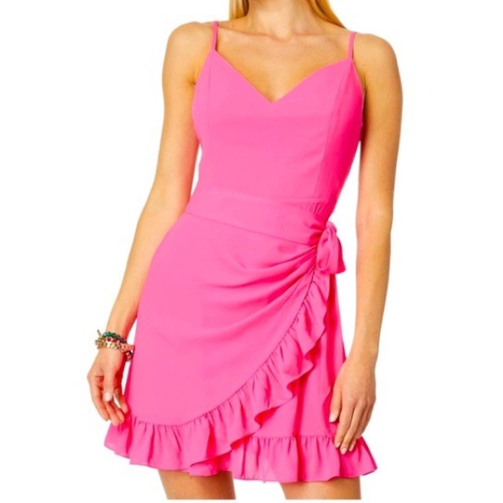 Lilly Pulitzer Alisa Lileeze Wrap Dress‎ Aura Pink Size 2